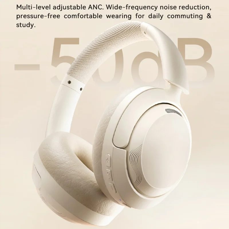 ZAODON YUNX Bluetooth-compatible Headphones 50dB ANC Noise Cancelling Over-Ear Wireless Headset - Beige