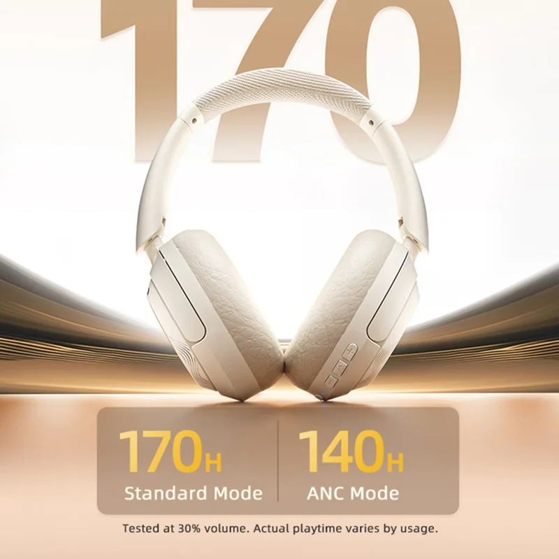 ZAODON YUNX Bluetooth-compatible Headphones 50dB ANC Noise Cancelling Over-Ear Wireless Headset - Beige