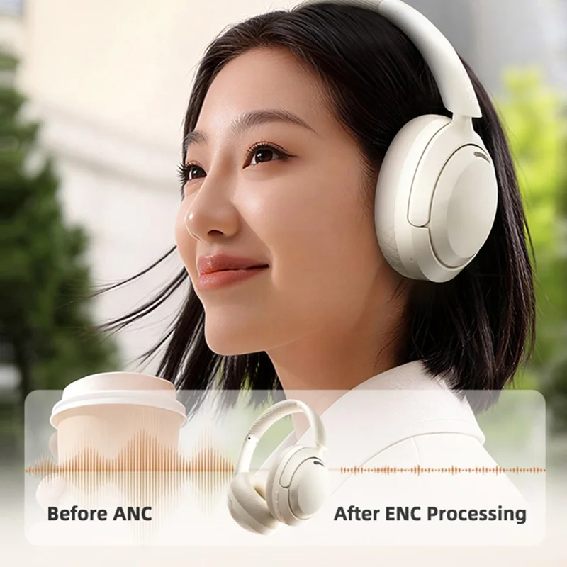 ZAODON YUNX Bluetooth-compatible Headphones 50dB ANC Noise Cancelling Over-Ear Wireless Headset - Beige