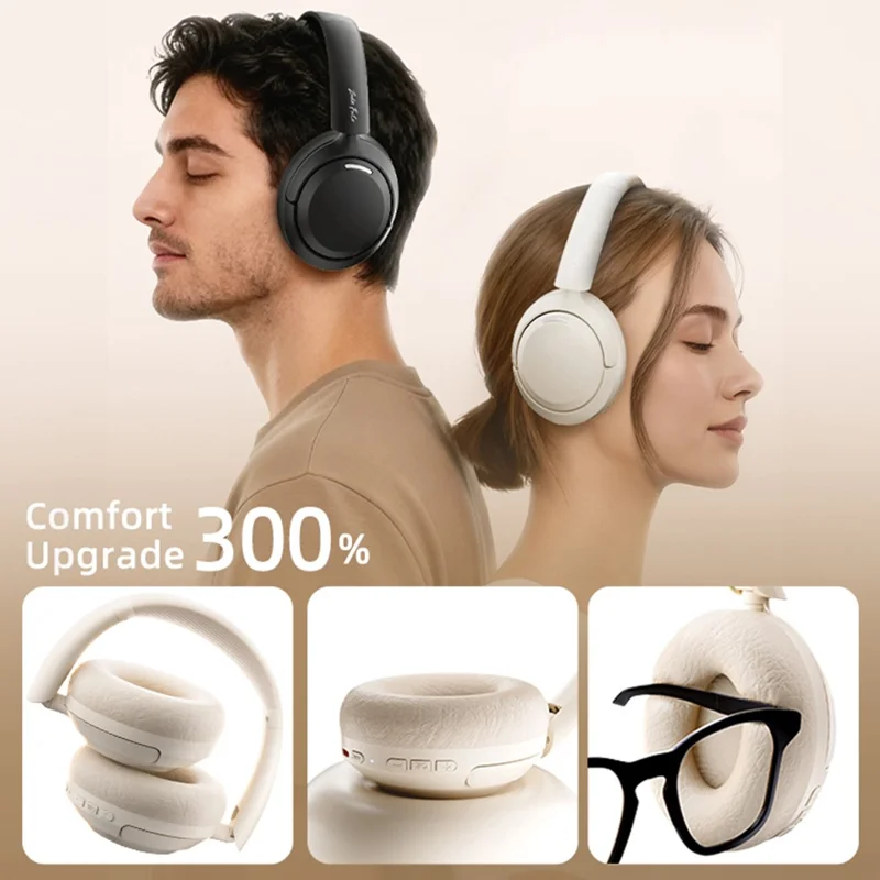 ZAODON YUNX Bluetooth-compatible Headphones 50dB ANC Noise Cancelling Over-Ear Wireless Headset - Beige