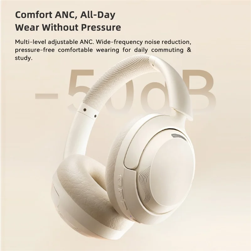 ZAODON V10 Active Noise Cancelling Headphones Bluetooth-compatible 6.0 Headset - White
