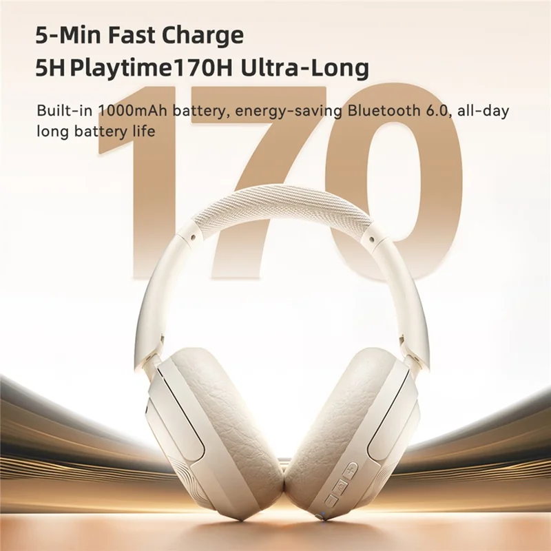 ZAODON V10 Active Noise Cancelling Headphones Bluetooth-compatible 6.0 Headset - White