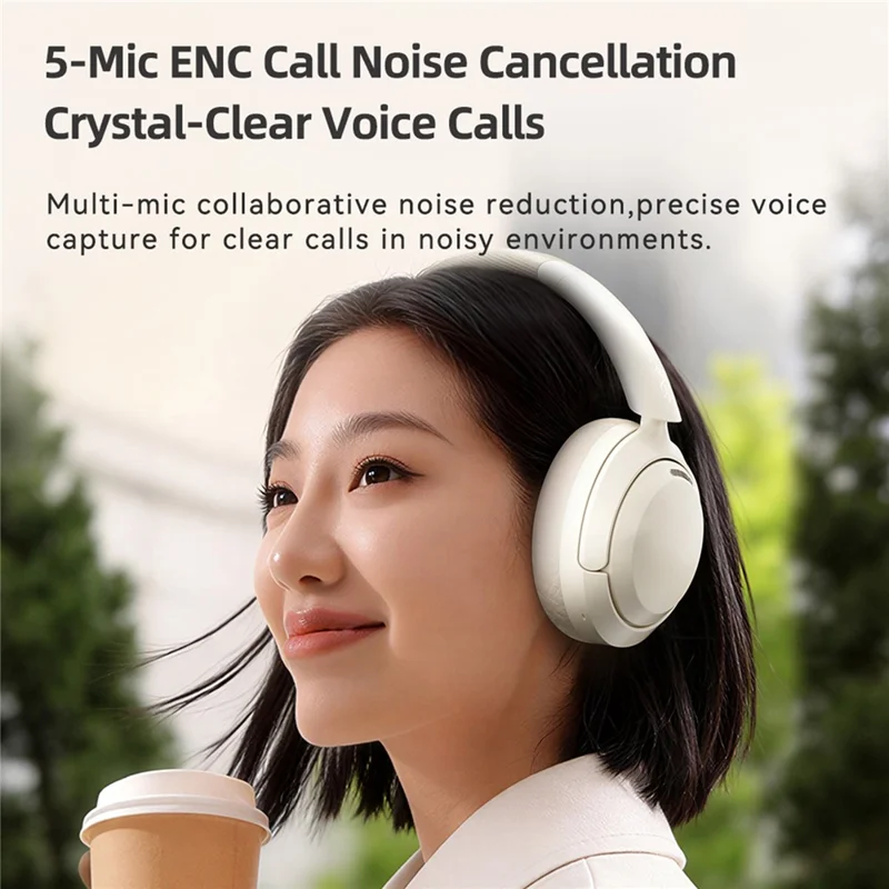 ZAODON V10 Active Noise Cancelling Headphones Bluetooth-compatible 6.0 Headset - White