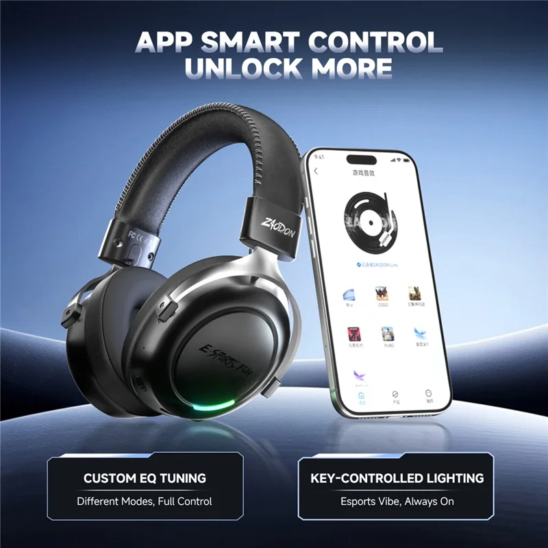 ZAODON LinX G5 Wireless Gaming Headset Bluetooth-compatible 6.0 4-Mode 7.1 Virtual Surround Sound - Black