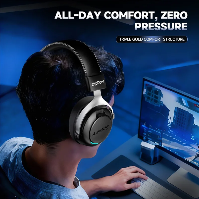 ZAODON LinX G5 Wireless Gaming Headset Bluetooth-compatible 6.0 4-Mode 7.1 Virtual Surround Sound - Black