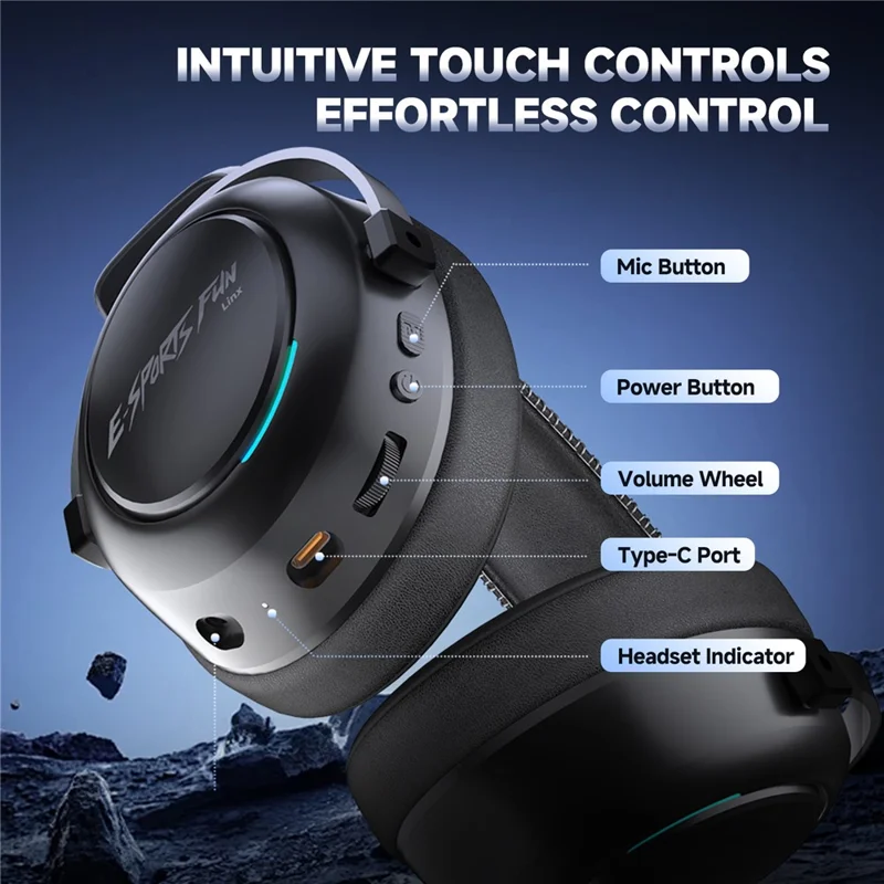 ZAODON LinX G5 Wireless Gaming Headset Bluetooth-compatible 6.0 4-Mode 7.1 Virtual Surround Sound - Black