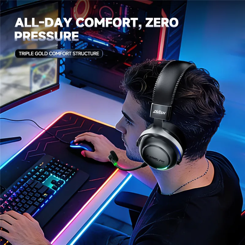 ZAODON LinX G5 Wireless Gaming Headset Bluetooth-compatible 6.0 4-Mode 7.1 Virtual Surround Sound - Black