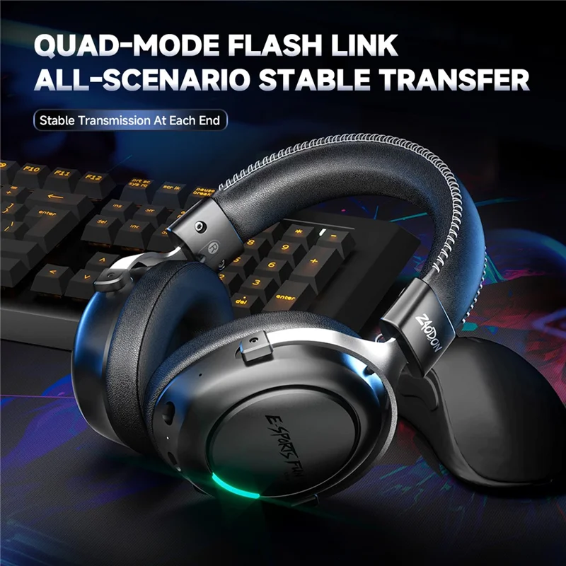 ZAODON LinX G5 Wireless Gaming Headset Bluetooth-compatible 6.0 4-Mode 7.1 Virtual Surround Sound - Black