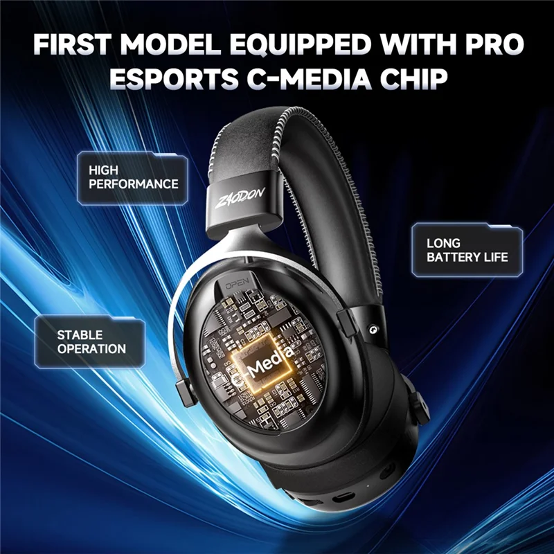 ZAODON LinX G5 Wireless Gaming Headset Bluetooth-compatible 6.0 4-Mode 7.1 Virtual Surround Sound - Black
