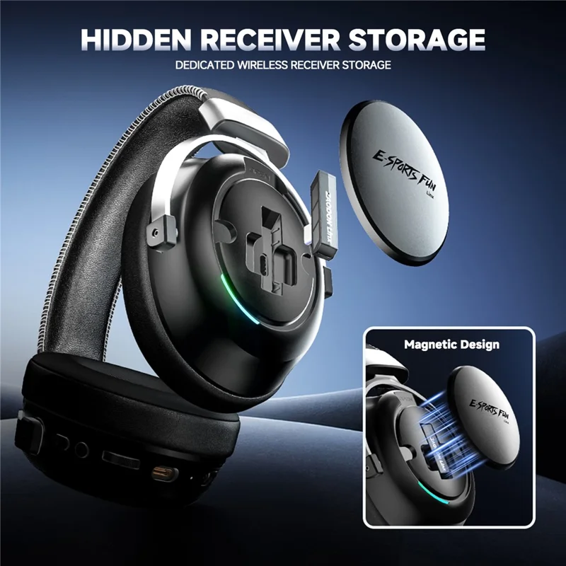 ZAODON LinX G5 Wireless Gaming Headset Bluetooth-compatible 6.0 4-Mode 7.1 Virtual Surround Sound - Black