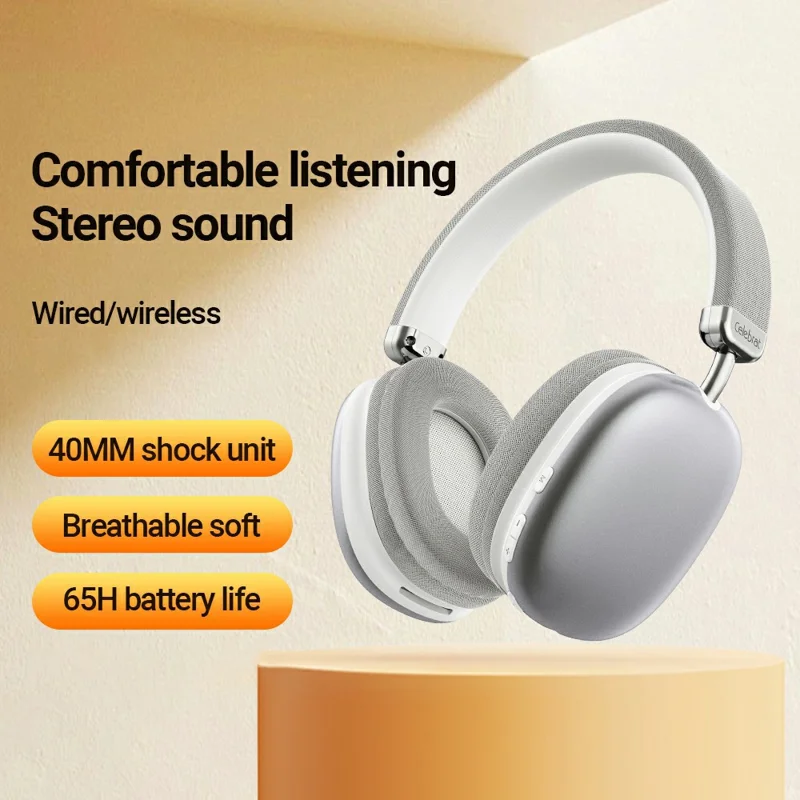 CELEBRAT A39 Kabellose Over-Ear-Kopfhörer HiFi Stereo Bluetooth-kompatibel 5.4 Kabelgebundener Headset - Silber