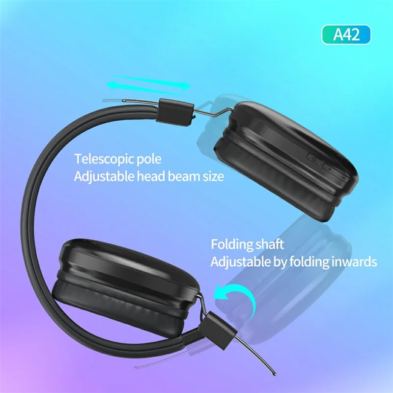 CELEBRAT A42 Wireless Bluetooth-compatible Headset Over-Ear HiFi Stereo Foldable Headphones - Black
