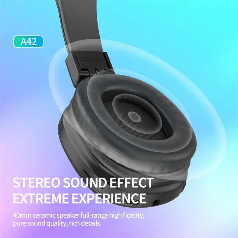 CELEBRAT A42 Wireless Bluetooth-compatible Headset Over-Ear HiFi Stereo Foldable Headphones - Black