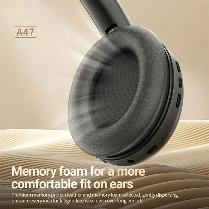 CELEBRAT A47 Wireless Over-Ear Headphone ANC Noise Cancellation Bluetooth-compatible 5.4 Foldable Headset - Black