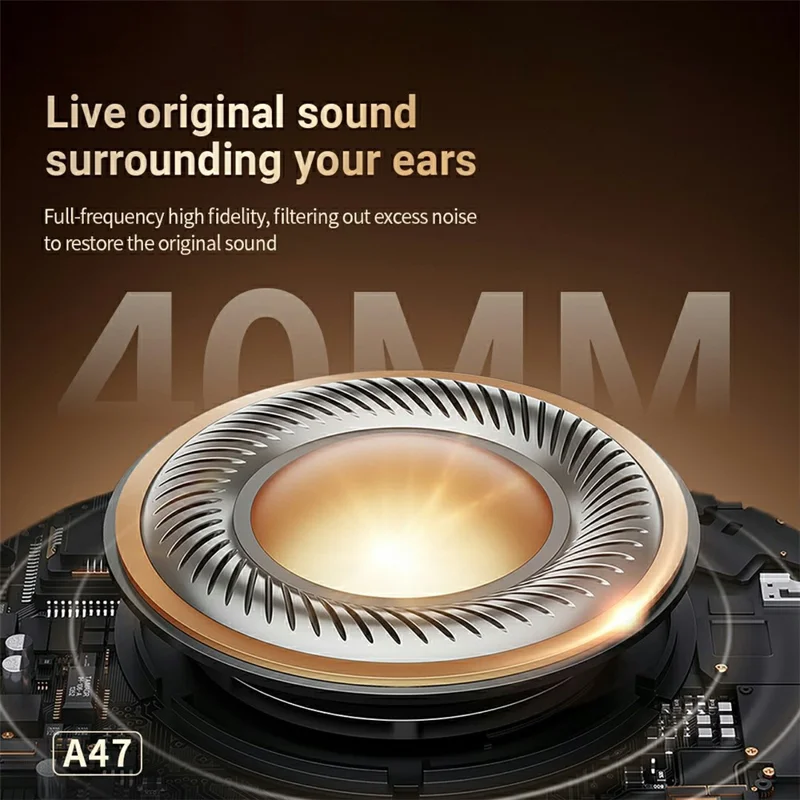 CELEBRAT A47 Wireless Over-Ear Headphone ANC Noise Cancellation Bluetooth-compatible 5.4 Foldable Headset - Black