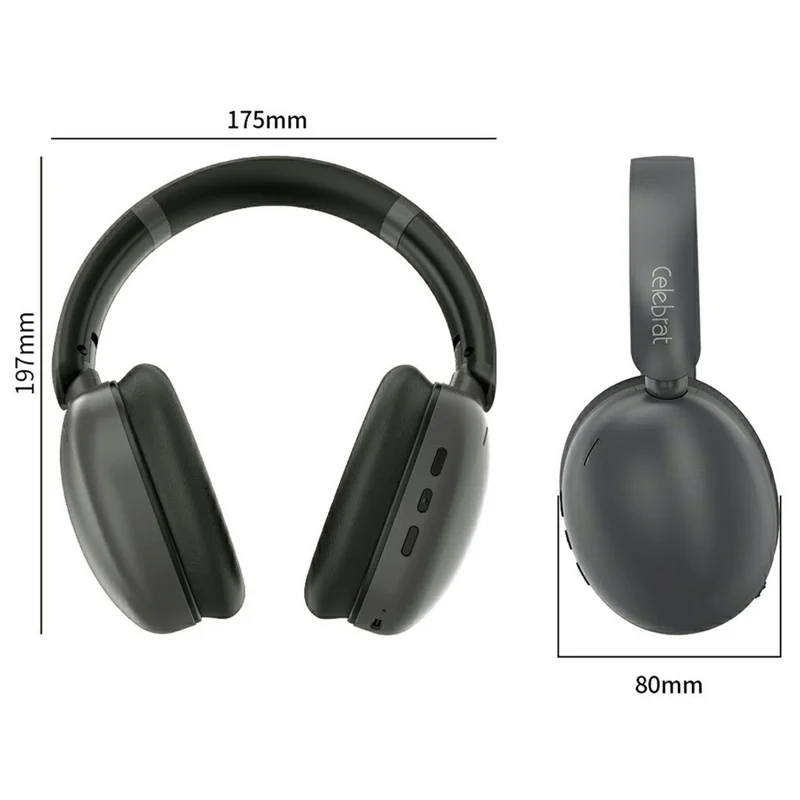 CELEBRAT A47 Wireless Over-Ear Headphone ANC Noise Cancellation Bluetooth-compatible 5.4 Foldable Headset - Black