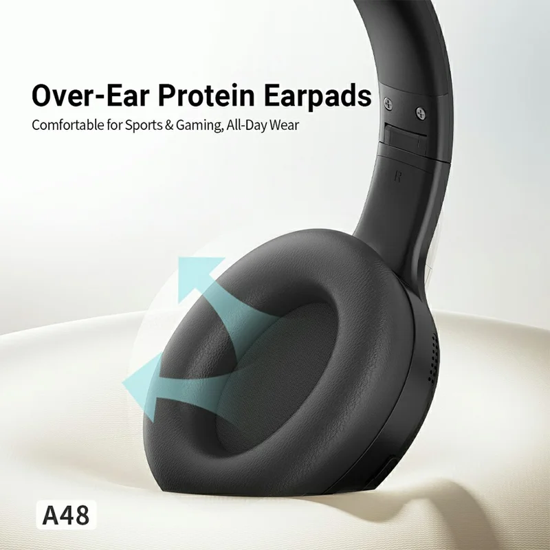 CELEBRAT A48 Wireless Over-Ear Bluetooth-compatible Headphones 40mm Driver Foldable Headset - Beige