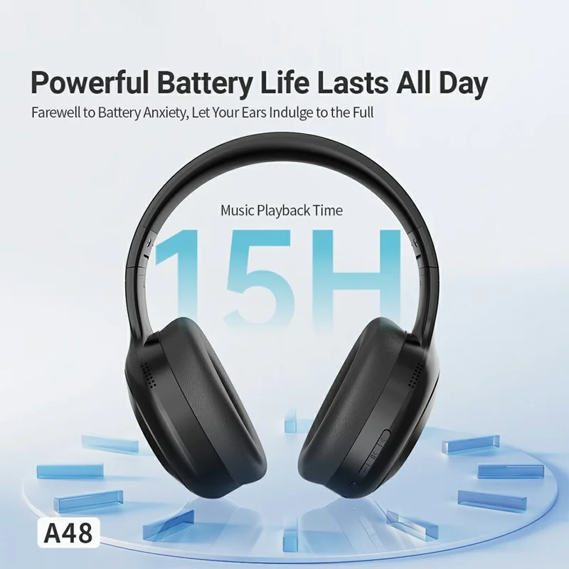 CELEBRAT A48 Wireless Over-Ear Bluetooth-compatible Headphones 40mm Driver Foldable Headset - Beige