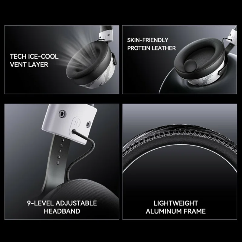 GT12 Over Ear Gaming Headset 2.4G Bluetooth-compatible Wireless Headphones 50mm Driver - White