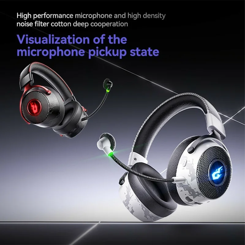 GT12 Over Ear Gaming Headset 2.4G Bluetooth-compatible Wireless Headphones 50mm Driver - White