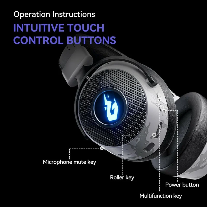 GT12 Over Ear Gaming Headset 2.4G Bluetooth-compatible Wireless Headphones 50mm Driver - White