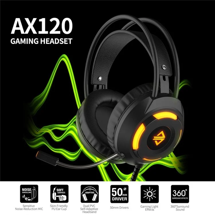Ajazz AX120 Fone de Jogo Sobre o Fone de Ouvido de 3,5 mm + Plugue USB Com Microfone de Redução de Ruído - Rosa