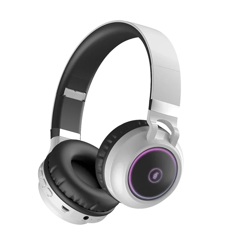 FINGERTIME Cuffie Wireless Bluetooth 5.0 con Luci RGB, Cuffie Stereo HiFi con AUX FM TF per Musica e Gioco - Bianco