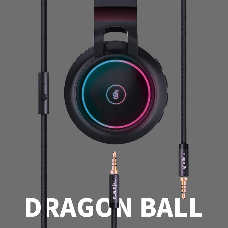 FINGERTIME Cuffie Wireless Bluetooth 5.0 con Luci RGB, Cuffie Stereo HiFi con AUX FM TF per Musica e Gioco - Bianco