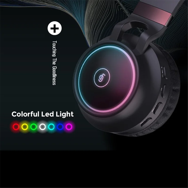 FINGERTIME Cuffie Wireless Bluetooth 5.0 con Luci RGB, Cuffie Stereo HiFi con AUX FM TF per Musica e Gioco - Bianco