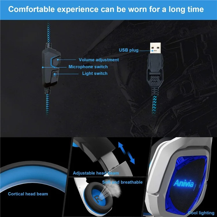 Anivia MH901 Kopf Montiert USB Wired Stereo 7.1 Surround-sound E-sport-kopfhörer-computer-gaming-headset