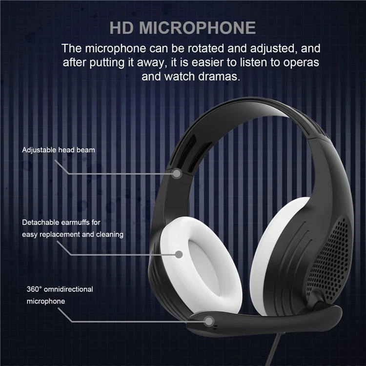 ANIVIA A9 Over-head Wired Bass Stereo Headphone Computer Gaming Music Headset with 3.5mm Audio Jack - Black