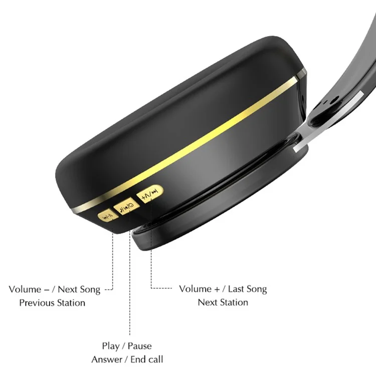GN-25 Bass Over-head Casque Stéréo Casque Bluetooth Écouteur avec Diaphragme Vibrant de 40 mm et Prise Audio 3,5 mm - Rouge
