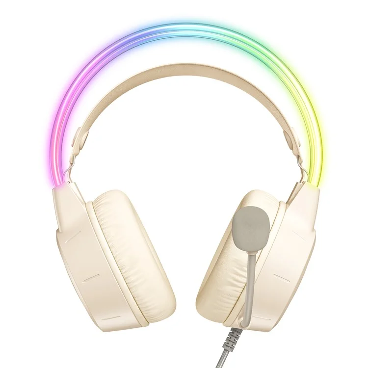 ONIKUMA X15 Pro Gaming Headset 3.5mm Wired Headset Surround Sound Gaming Headphone with RGB Lighting Effect - Beige