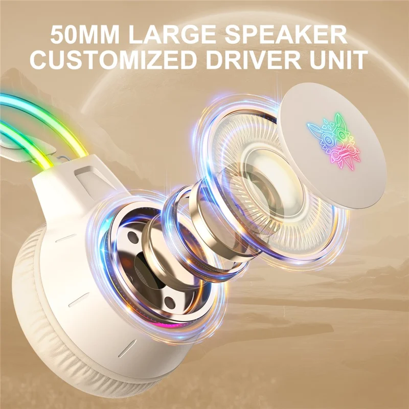 ONIKUMA X15 Pro Gaming Headset 3.5mm Wired Headset Surround Sound Gaming Headphone with RGB Lighting Effect - Beige