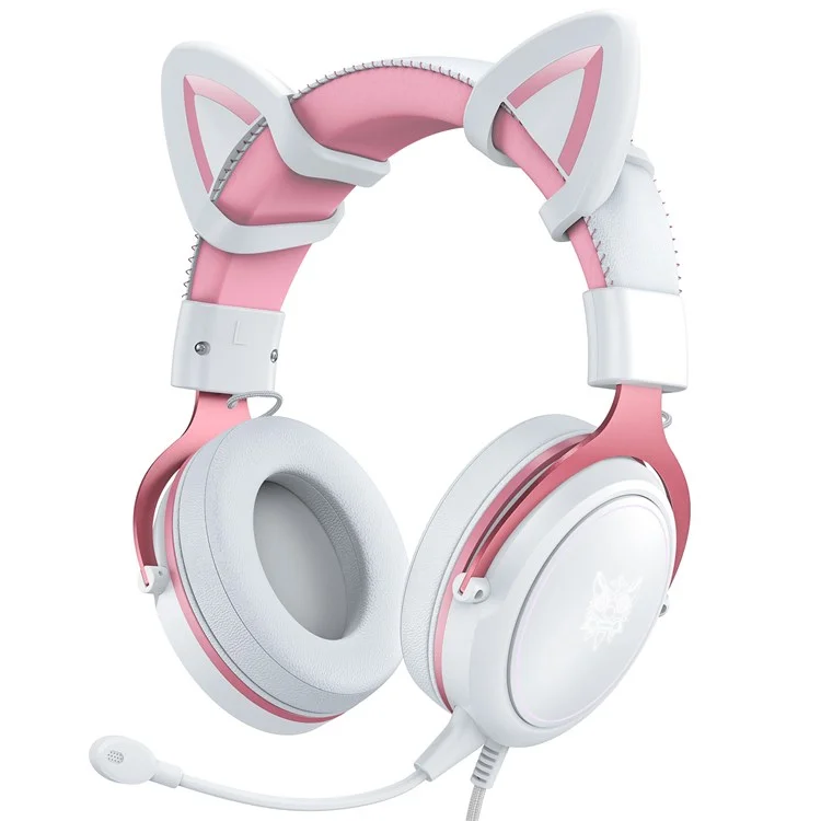 ONIKUMA X10 Fone de ouvido com design de desenhos animados fofos com conexão USB+3,5 mm com fio para computador, laptop, jogos e música 