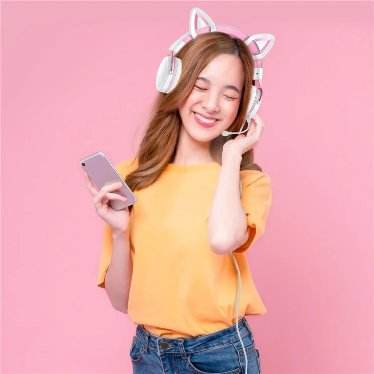 ONIKUMA X10 Fone de ouvido com design de desenhos animados fofos com conexão USB+3,5 mm com fio para computador, laptop, jogos e música 