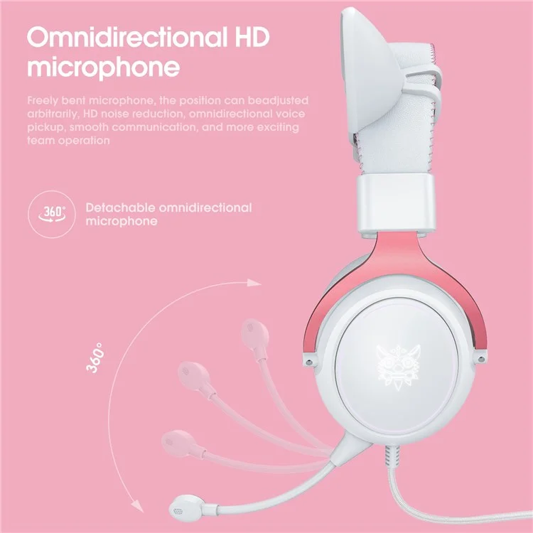 ONIKUMA X10 Fone de ouvido com design de desenhos animados fofos com conexão USB+3,5 mm com fio para computador, laptop, jogos e música 