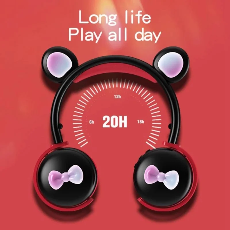 BK7 Cute Bear Wireless Bluetooth-compatible Headset Cartoon LED Light AUX-In Over Ear Headphone Children's Gift (CE Certificated) - Sky Blue/White