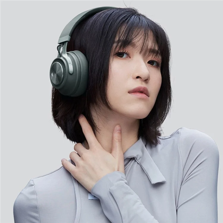 FINGERTIME Wireless Headset Foldable Bluetooth-compatible ANC Noise Cancelling Stereo Music Headphone - Blackish Green