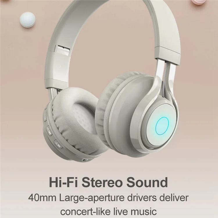 BT06C Falten Sie Drahtloses Headset Bluetooth-Kopfhörer Mit LED Light Hi-Fi-Stereo-Sound-Kopfhörer Zum Auflisten Von Musik/Anschauen Von Filmen - Rosa