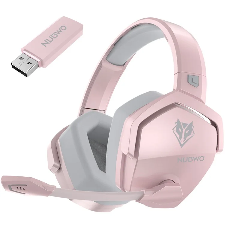 NUBWO G06 Wireless Gaming Headset with Noise Reduction Microphone 2.4G Bluetooth-compatible Headphone Stereo Earphone Composition with PC, Laptops, PS4, PS5, Nintendo Switch - Pink