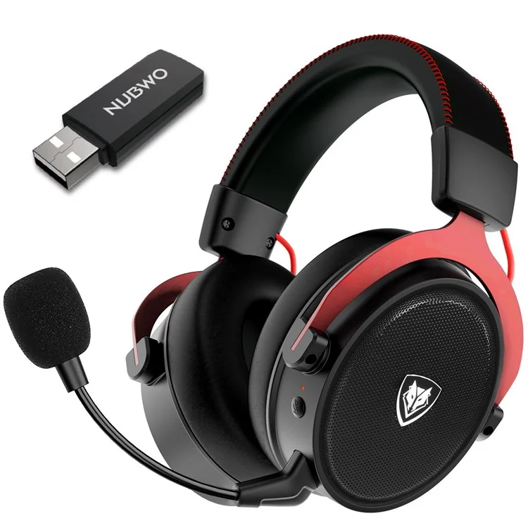 NUBWO G07 2.4G Gaming-Headset Kabellose Kopfhörer mit Rauschunterdrückung Mikrofon Stereo-Funkkopfhörer für PC, Laptops, PS4, PS5, Nintendo Switch - Schwarz / Rot
