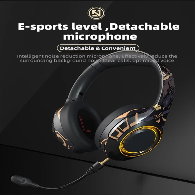 EL-A2 Folding Gaming Headset Graffiti Cool Headphone with Microphone Head-Mounted Bluetooth-compatible Earphone - Pink