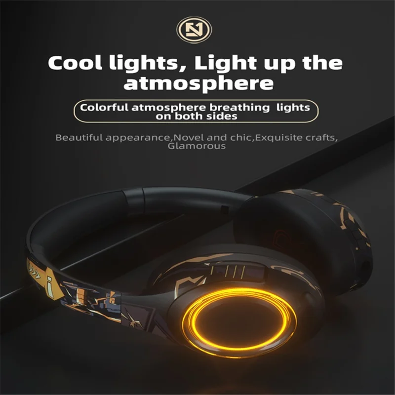 EL-A2 Folding Gaming Headset Graffiti Cool Headphone with Microphone Head-Mounted Bluetooth-compatible Earphone - Pink