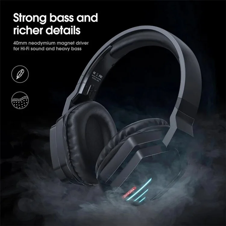 ONIKUMA B60 Wireless Gaming Headset Over-ear Noise Cancelling 2.4G Bluetooth-compatible Lighting Headphone for PS4 PS5 Computer Type C Phone