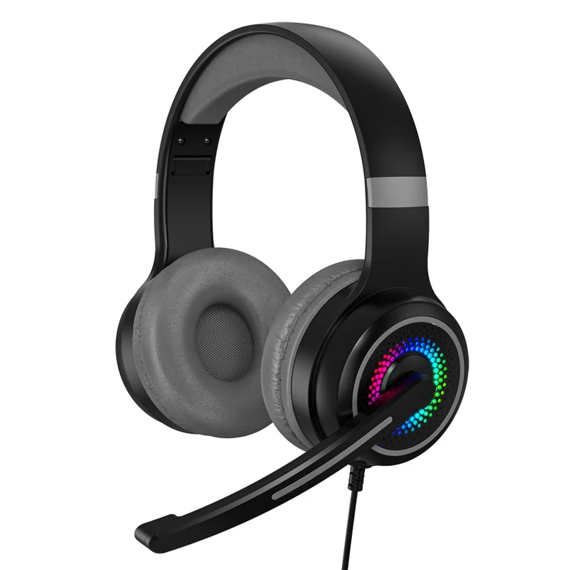 Y20 RGB Light Design Head-mounted Wired Bass Stereo Sound Headphone Computer Gaming Headset with Mic (CE Certificated) - Black