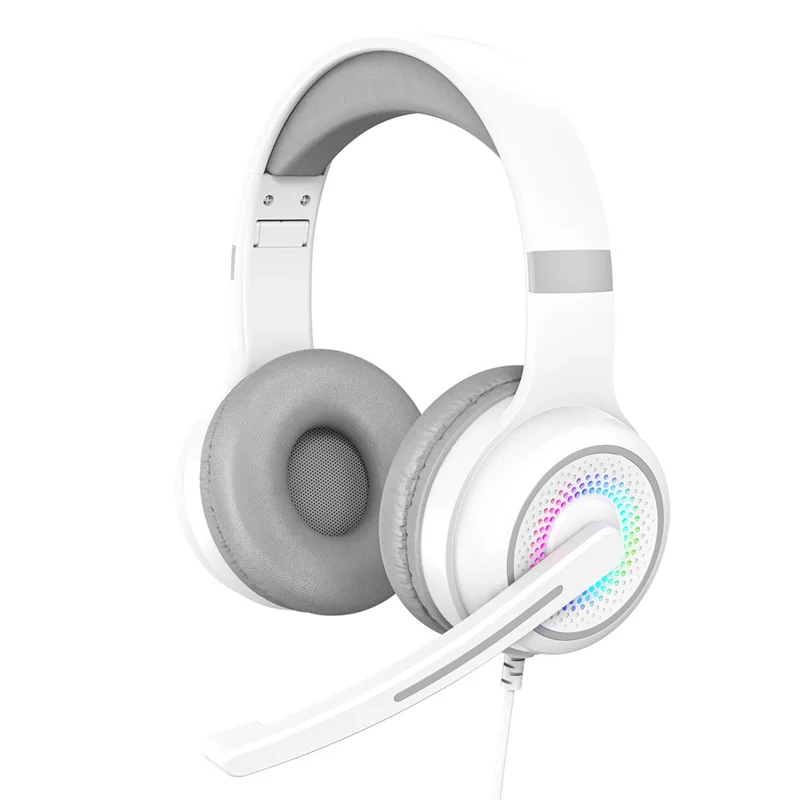 Y20 RGB Light Design Head-mounted Wired Bass Stereo Sound Headphone Computer Gaming Headset with Mic (CE Certificated) - White