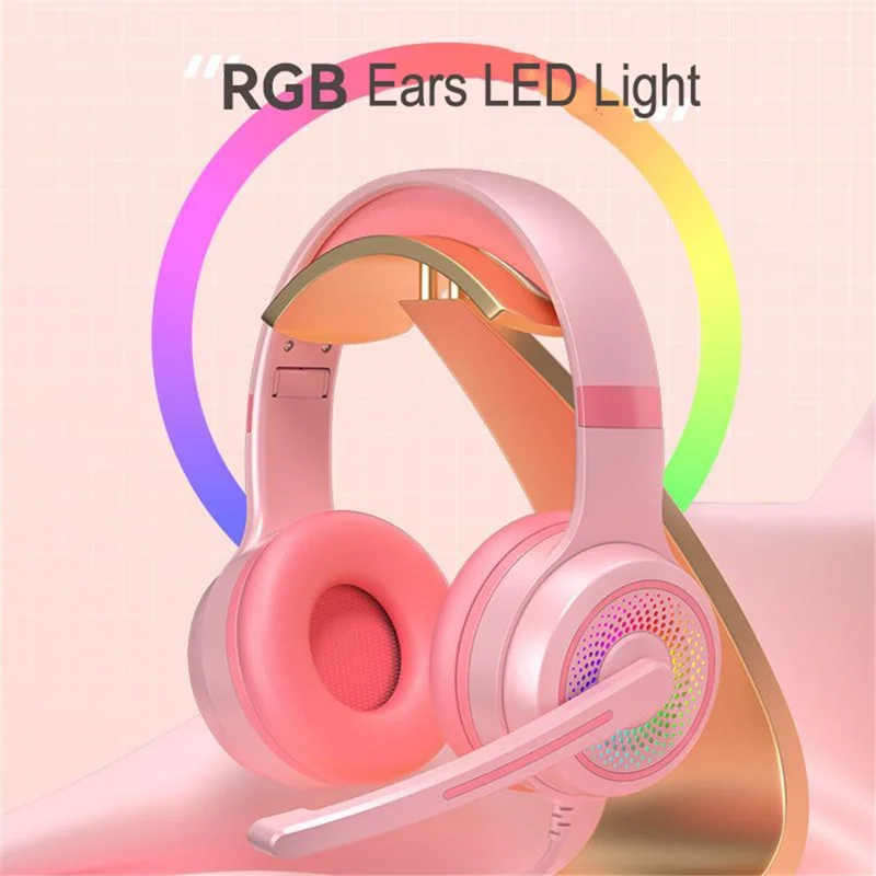 Y20 RGB Light Design Head-mounted Wired Bass Stereo Sound Headphone Computer Gaming Headset with Mic (CE Certificated) - White