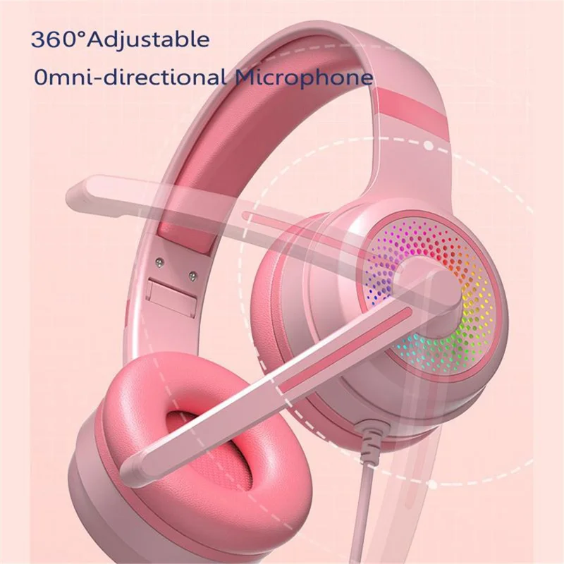 Y20 RGB Light Design Head-mounted Wired Bass Stereo Sound Headphone Computer Gaming Headset with Mic (CE Certificated) - White