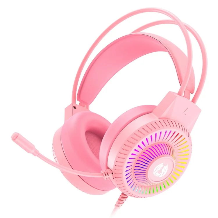 BATXELLENT H82 Wired Headphone RGB Light Gaming Headset with Noise Cancelling Mic - Pink